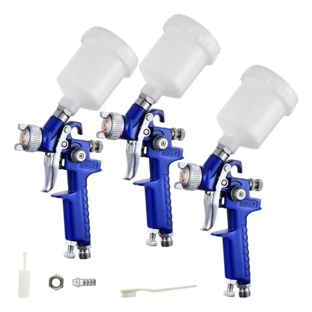 Kit 3 Pistola De Pintura Hvlp Bico 0.8mm Profissional H2000 Premium Wwsoldas