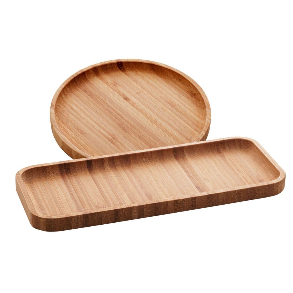 Bandeja Petisco Multiuso de Bambu Hire Retangular 28x11 x1,5cm /  Redonda 20cm  Lyor
