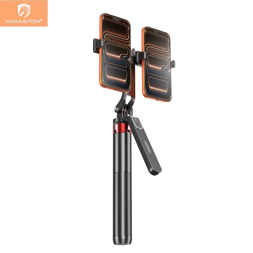 Hmaston 1.8M Bastão Tripé 360°  Pau De Selfie Com Duplo Celular E Controle Tripé Estável