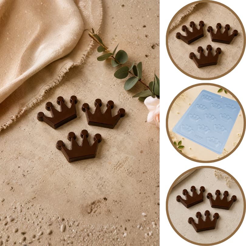 1~10 Forma Simples  Coroa 9287 -(F4) em Acetato BWB Para Bombom e Doces de Chocolate Páscoa (CHOCO)