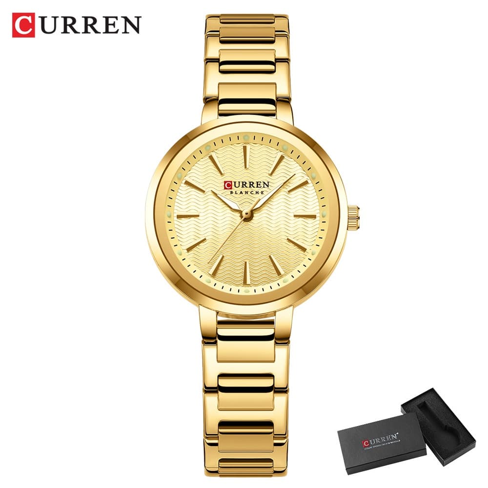 CURREN Relógios Femininos Moda Luxo Novo Lançamento Fino Relógio De Quartzo À Prova D'água 9109