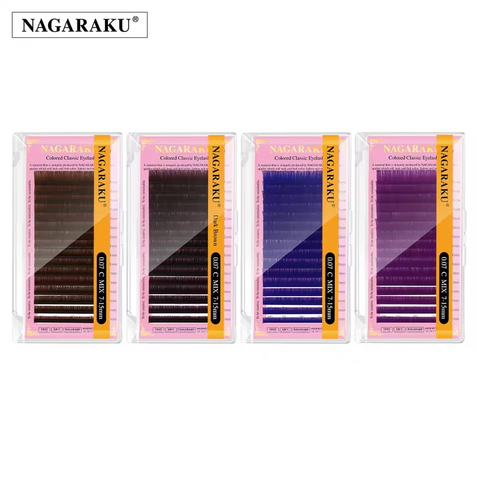 NAGARAKU Mix Brown / Blue / Purple Eyelashes Individual Eyelash High Quality Super Soft Natural Synthetic Mink