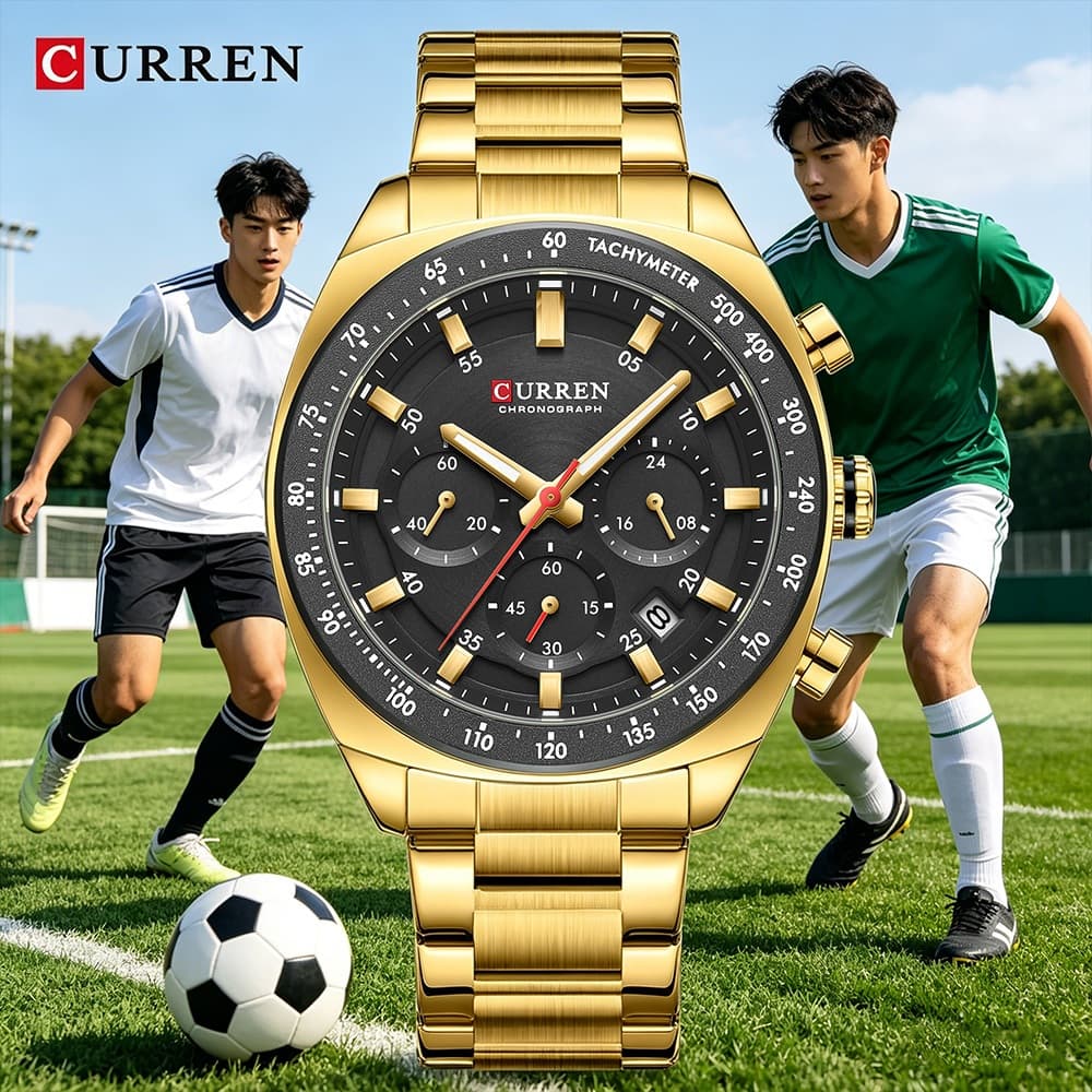 CURREN Relógio Masculino De Marca Genuíno Novo Design Retrô Elegante Pulseira De Aço Inoxidável Cronógrafo Luminoso Mãos
