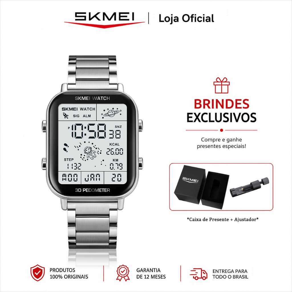SKMEI 1888 Relogio Masculino Moda 3D Digital Multifuncional Relógios Masculino eminino a prova d água