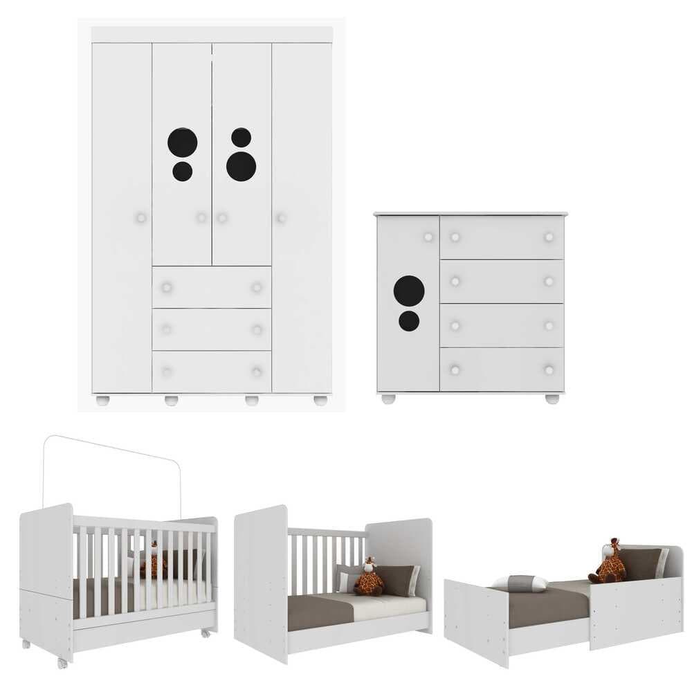 Quarto Completo Infantil com Colchão Incluso Multimóveis Pimpolho FG3571 Branco