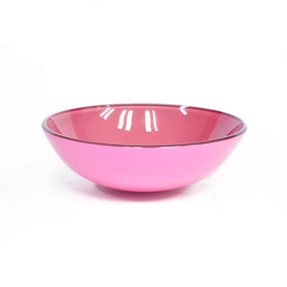 CUBA DE VIDRO REDONDA 31CM ROSA