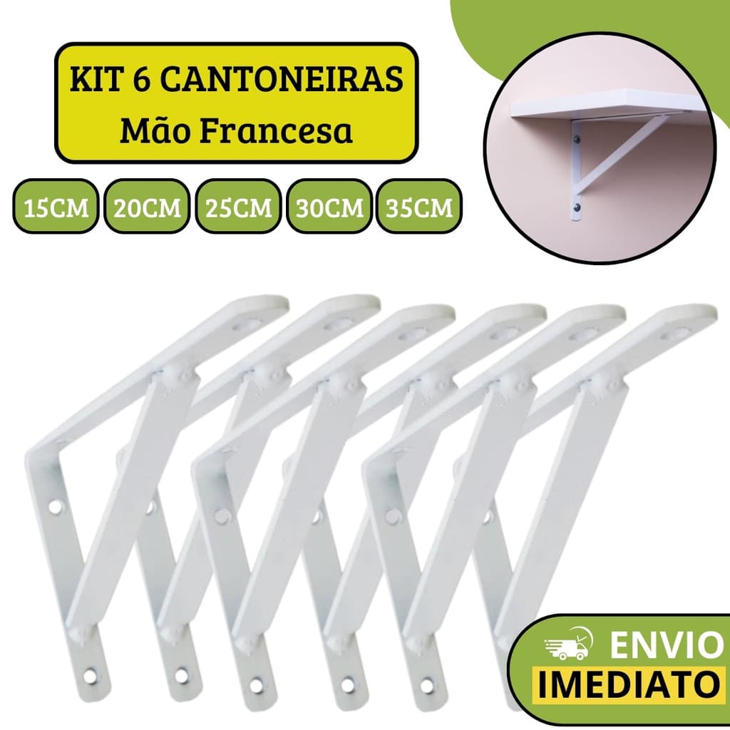 Kit 6 Suporte De Prateleira Cantoneira Mão Francesa Para Sustentar Prateleira