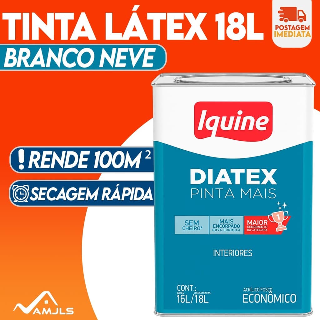 Tinta Acrílica Diatex Branco NEVE 18 Litros Antimofo Super Rendimento