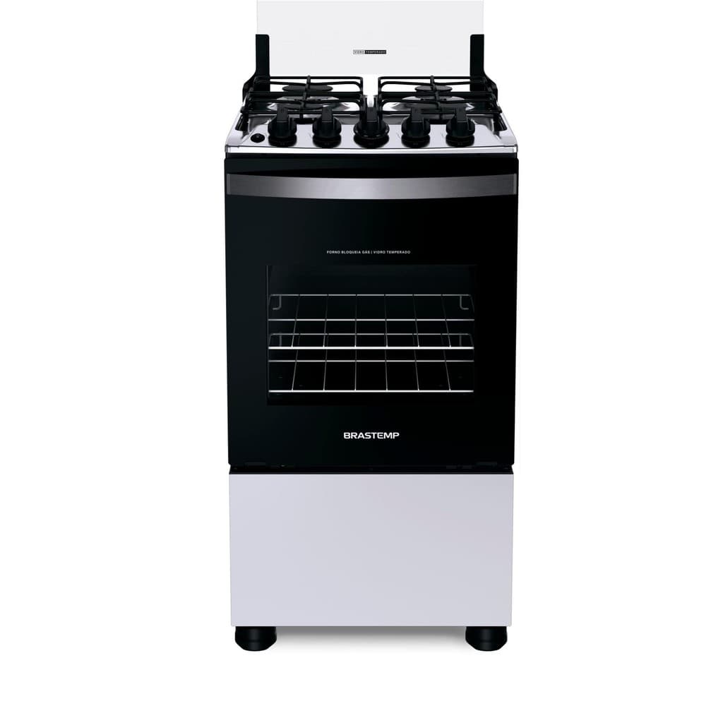 Fogão Brastemp 4 Bocas Branco com Duas Prateleiras com Alturas Ajustáveis BFO4NBB - Bivolt