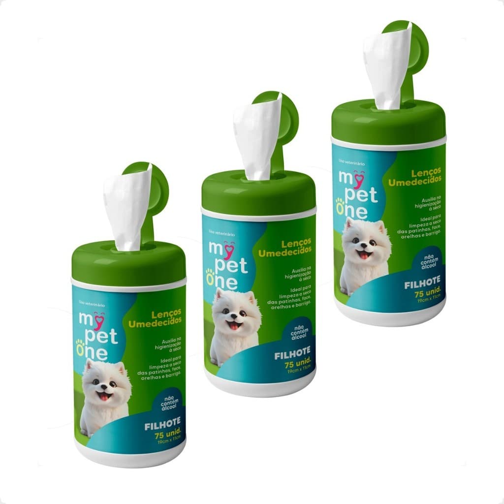 Kit 3 Lenço Umedecido Filhotes Mypetone - 75 Unidades