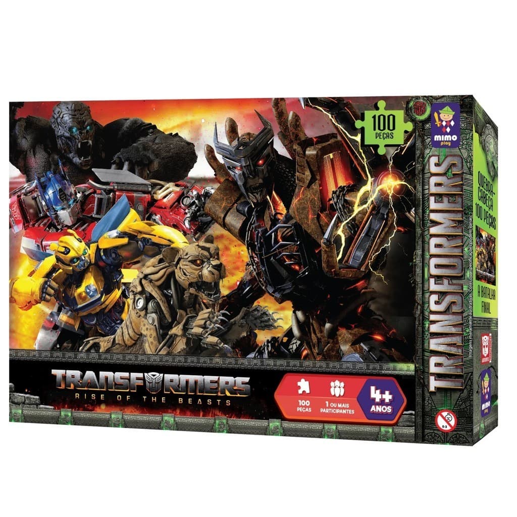 Brinquedo Infantil Quebra Cabeça Transformers a Batalha Final 100 Peças Mimo Toys 2498