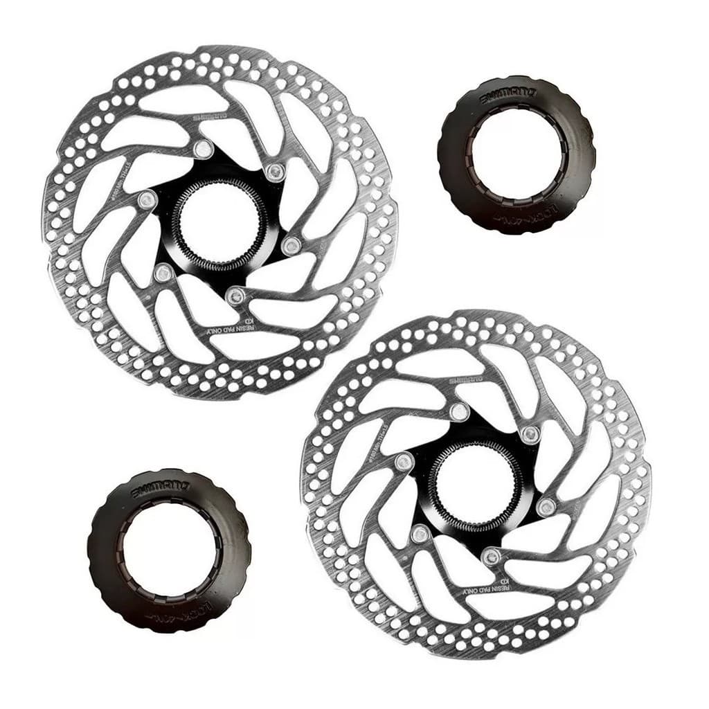 PAR DISCO DE FREIO / ROTOR SHIMANO ALTUS SM-RT30 160MM CENTER LOCK (P/PAST RESINA)