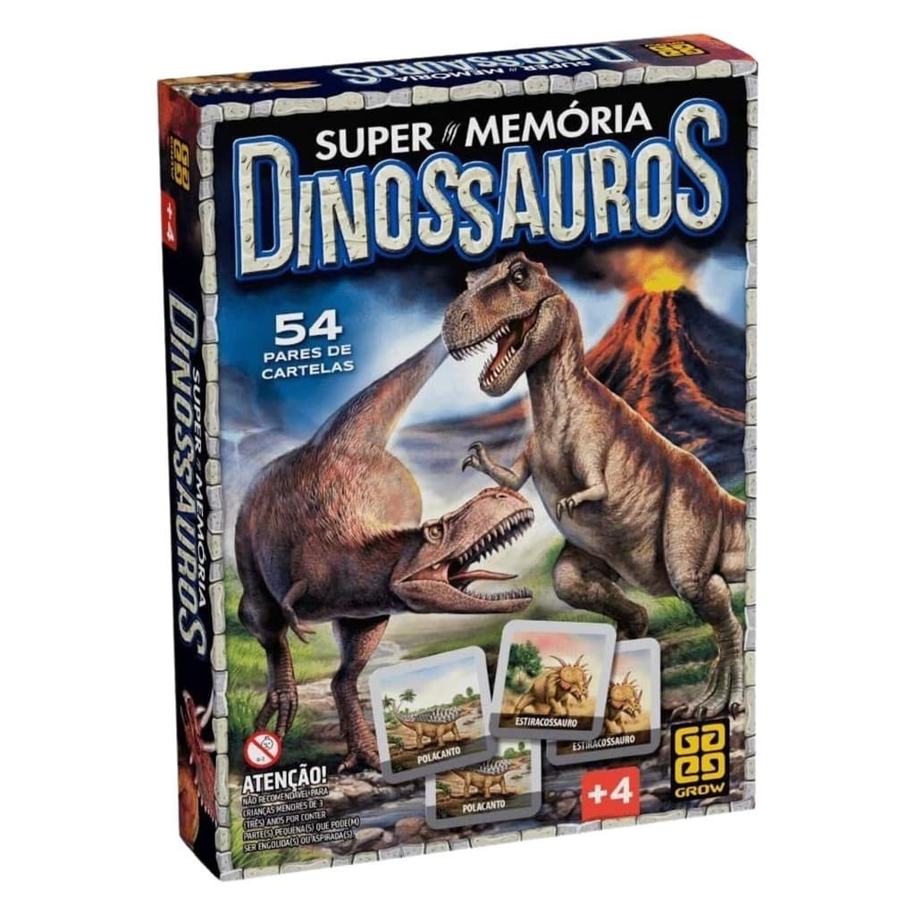 Brinquedo Jogo de Cartas Supermemória Dinossauros Grow - 04210