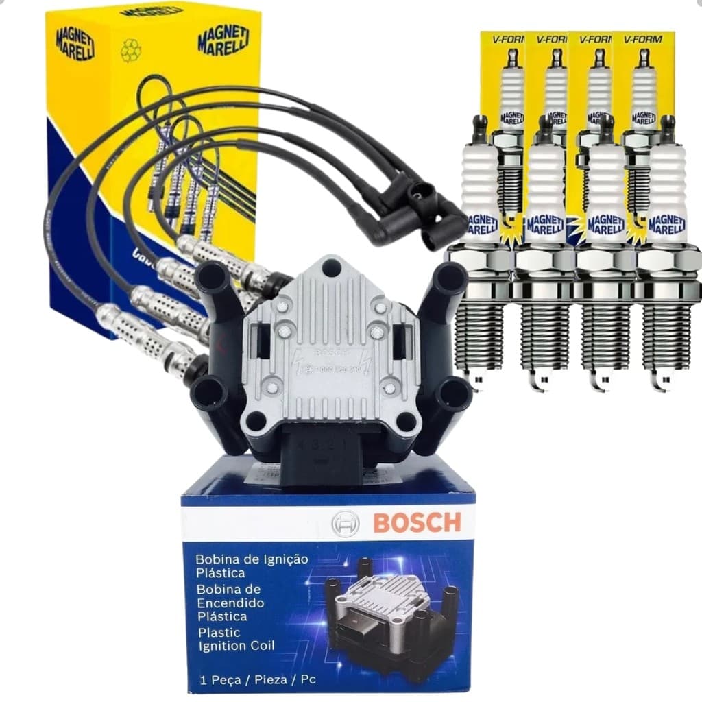 Kit Cabo + Vela Bobina Ignição Fox Gol Golf Saveiro
