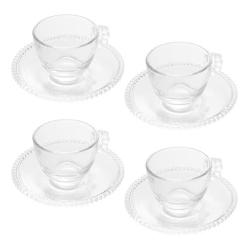 Jogo de 4 Xícaras de Café com Pires Crystal Pearl 80ml - Wolff
