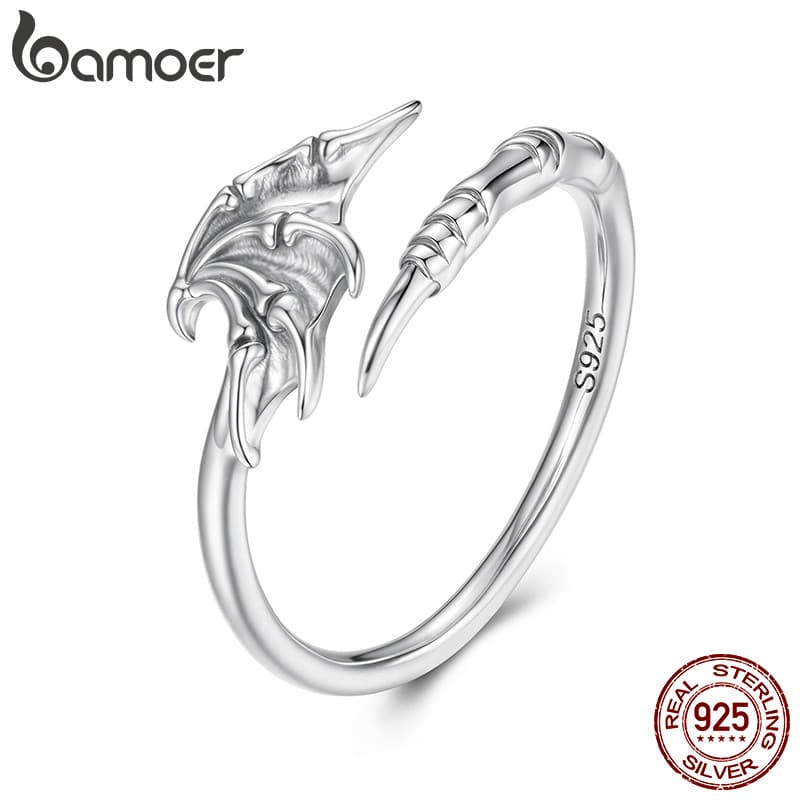Bamoer Original 925 Prata Esterlina Anel Ajustável Halloween Demônio Asas Design De Moda Jóias Presente Feminino