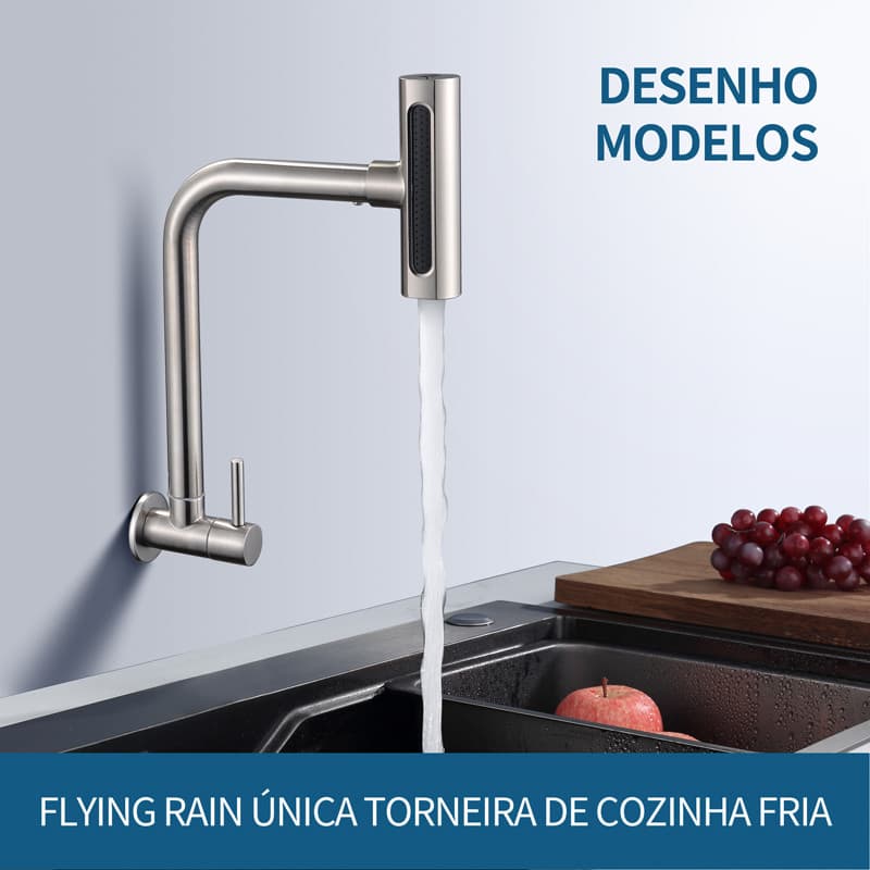 Torneira Banheiro De Inox 304 Quatro Modos Torneira Gourmet Flexível Cozinha montada na parede Spray