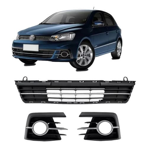 Kit Grade Parachoque Dianteiro Gol Voyage G7 2016 2017 2018 Cromado Com Furo