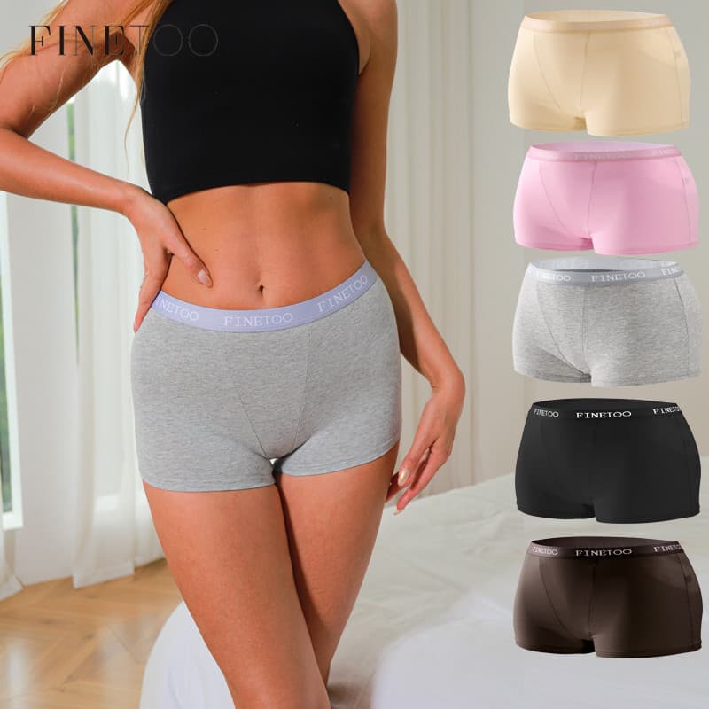 Finetooo Calcinha De Algodão Para Mulher Boxer De Cintura Alta Confortável