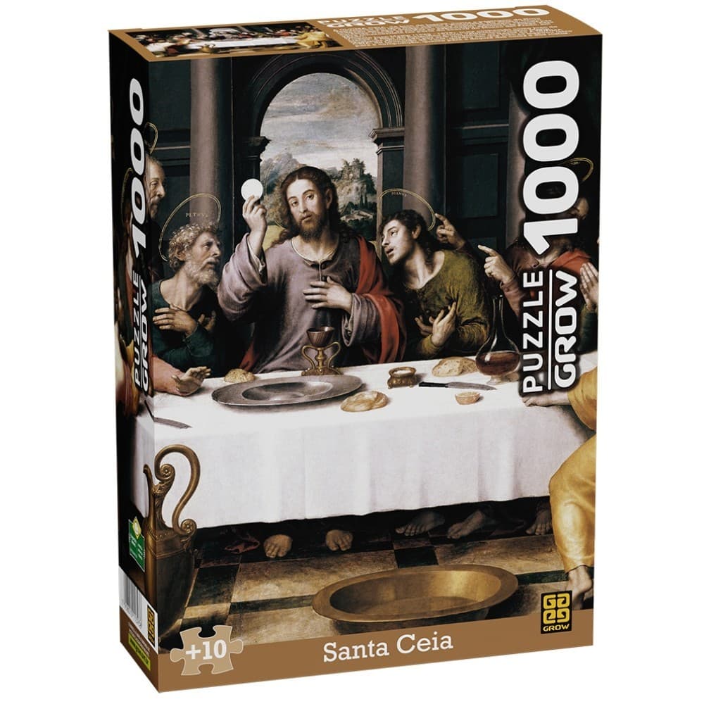 QUEBRA CABEÇA SANTA CEIA 1000 PEÇAS GROW PUZZLE JOGO DIDÁTICO RELIGIÃO JESUS DISCÍPULOS RETRATO DEUS