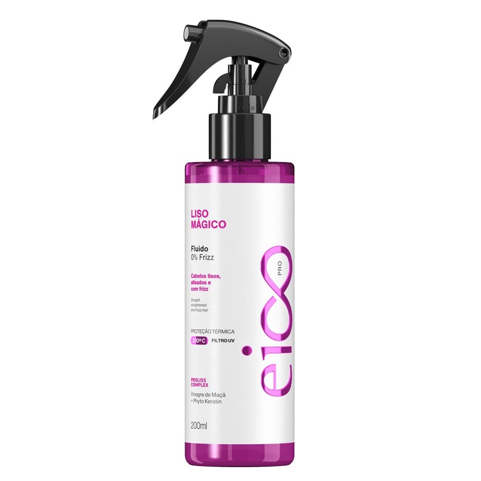 Eico Pro Spray Fluido Revitalizante Leave-in 0% Frizz Liso Mágico Proteção Térmica Filtro UV 200ml