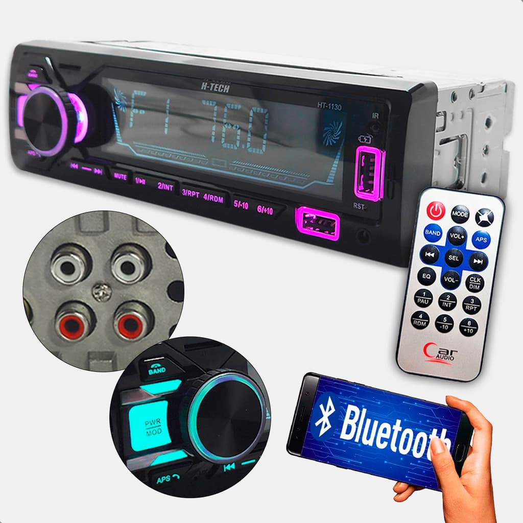Rádio Bluetooth Player MP3 Tipo Pioneer Som Automotivo Carro Bluetooth USB SD CARD Com Controle Remoto