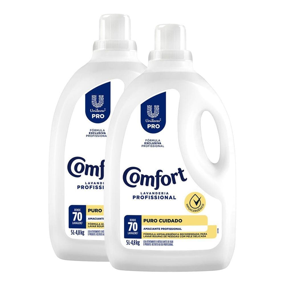 Kit com 2 Amaciantes Diluído Comfort Profissional Puro Cuidado 5L cada