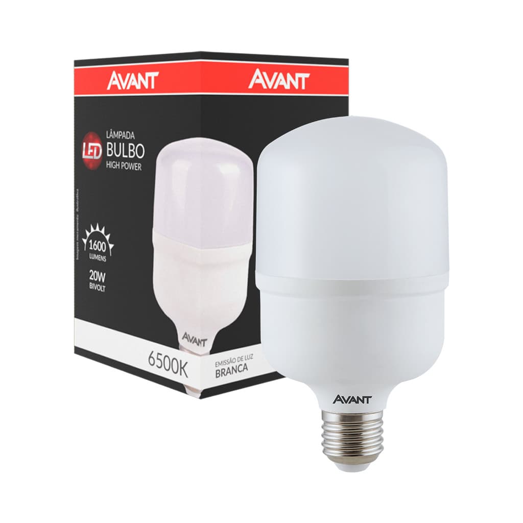 Kit 4, 5 ou 6 Lâmpadas Led Bulbo Hp 20w 6500k Branco Frio E27 Bivolt Avant