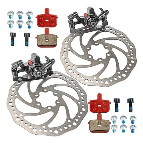 Kit Freio Disco Absolute Bike Mecânico Disco Pinça Rotor 160 Completo Dianteiro e Traseiro