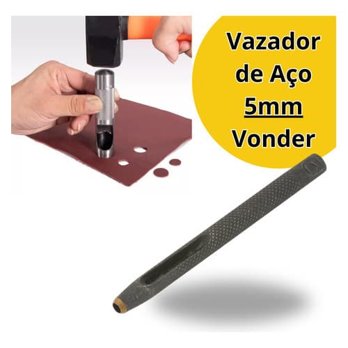 Furador Vazador 5mm Aço Couro Eva Junta Papelao Vonder Vazador De Aço 5mm Cilíndrico Manual Redondo