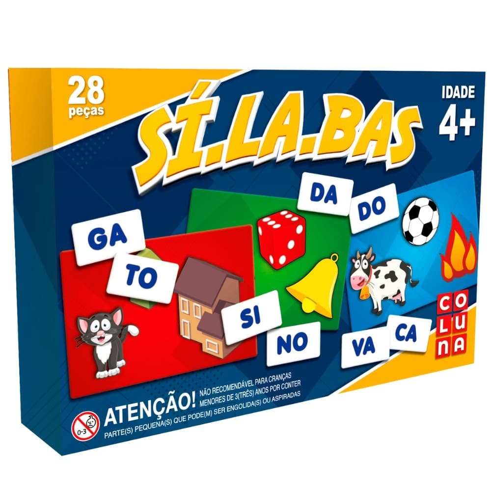 JOGO SÍLABAS 28 PEÇAS COLUNA APRENDER PALAVRAS FRASES LETRAS CRIANÇA BRINQUEDO INFANTIL ALFABETO