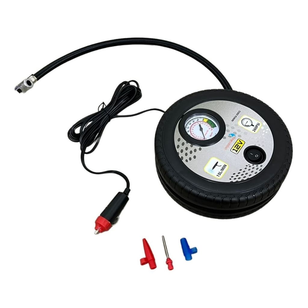 Mini Compressor De Ar Automotivo 12v 260 PSI Com 3 Bicos Portátil Carro Moto