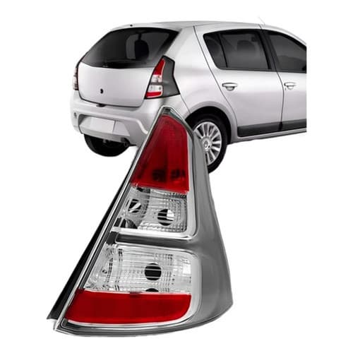 Lanterna Traseira Para Renault Sandero 12 13 14 Borda Cinza
