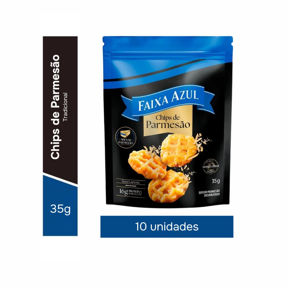 Chips de Parmesão Faixa Azul Pouch 35g - 10 Unid.