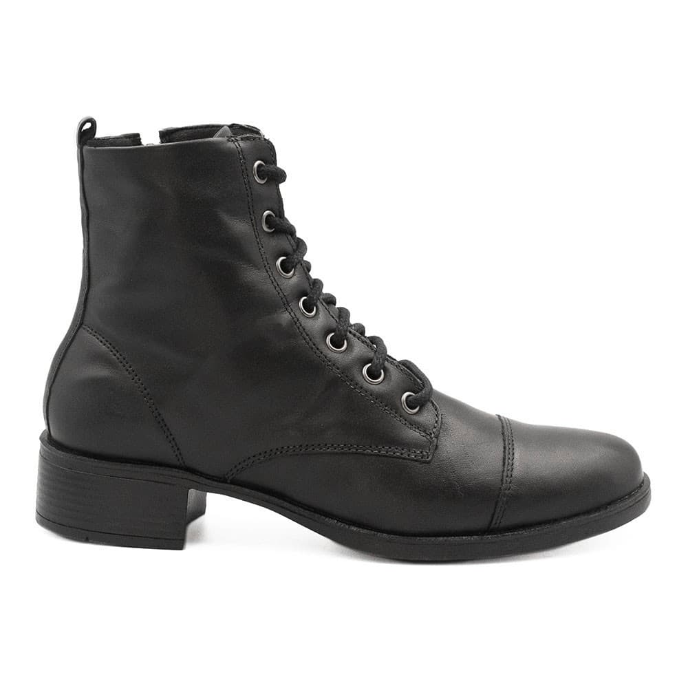 Bota Coturno Zatta Básica Couro Luiza Preto