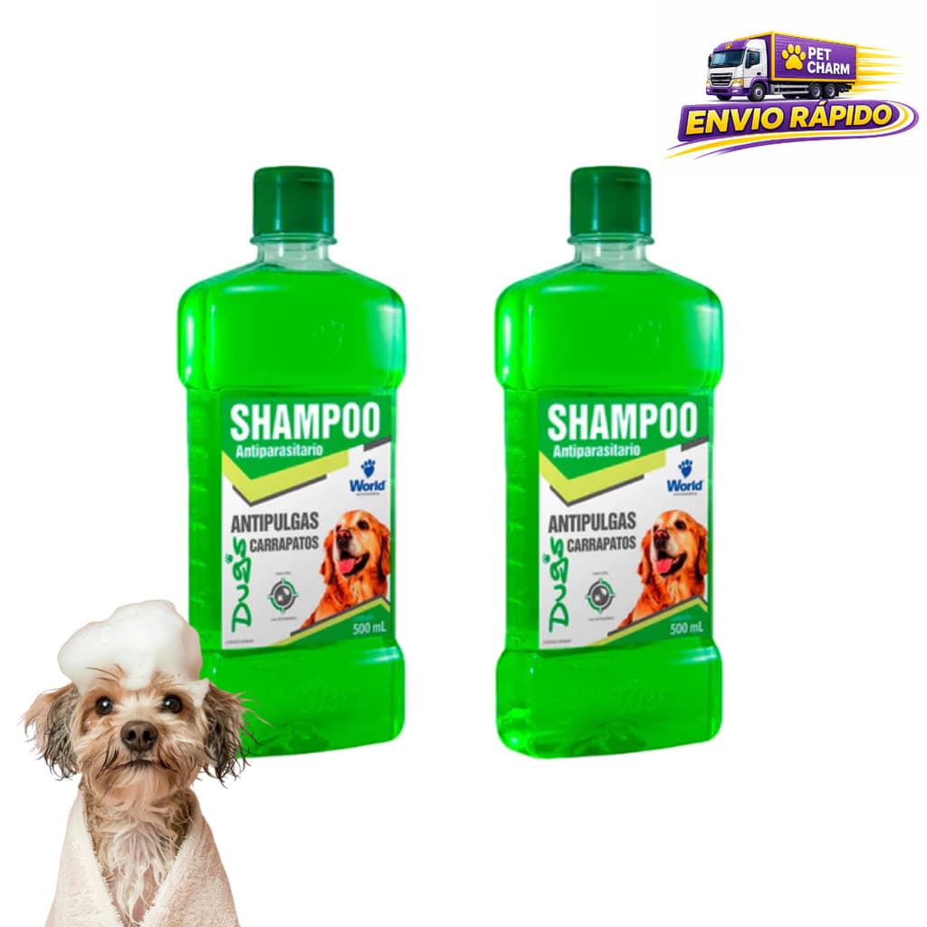 Kit 2 Shampoo Dug’s 500ml Cães AntiPulgas e Carrapatos