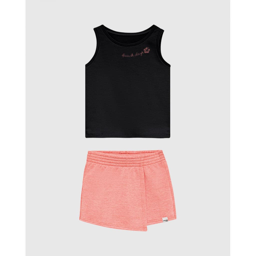 Conjunto Infantil Menina Regata E Shorts Saia Em Moletinho Rajado Malwee Kids
