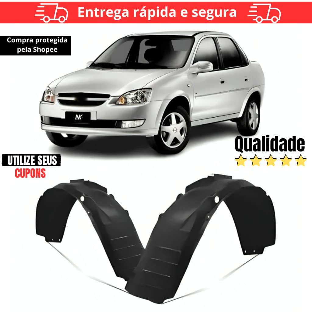 Par/Un Parabarro Dianteiro Corsa Classic 2011 2012 2013 á 2016 Casca Ovo Bate Pedra Asa Urubu Novo