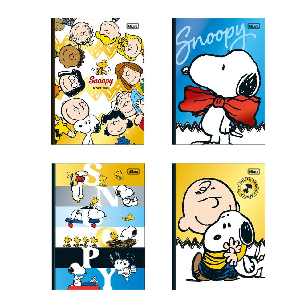 Caderno brochura capa dura colegial 10x1 160 folhas Snoopy Tilibra