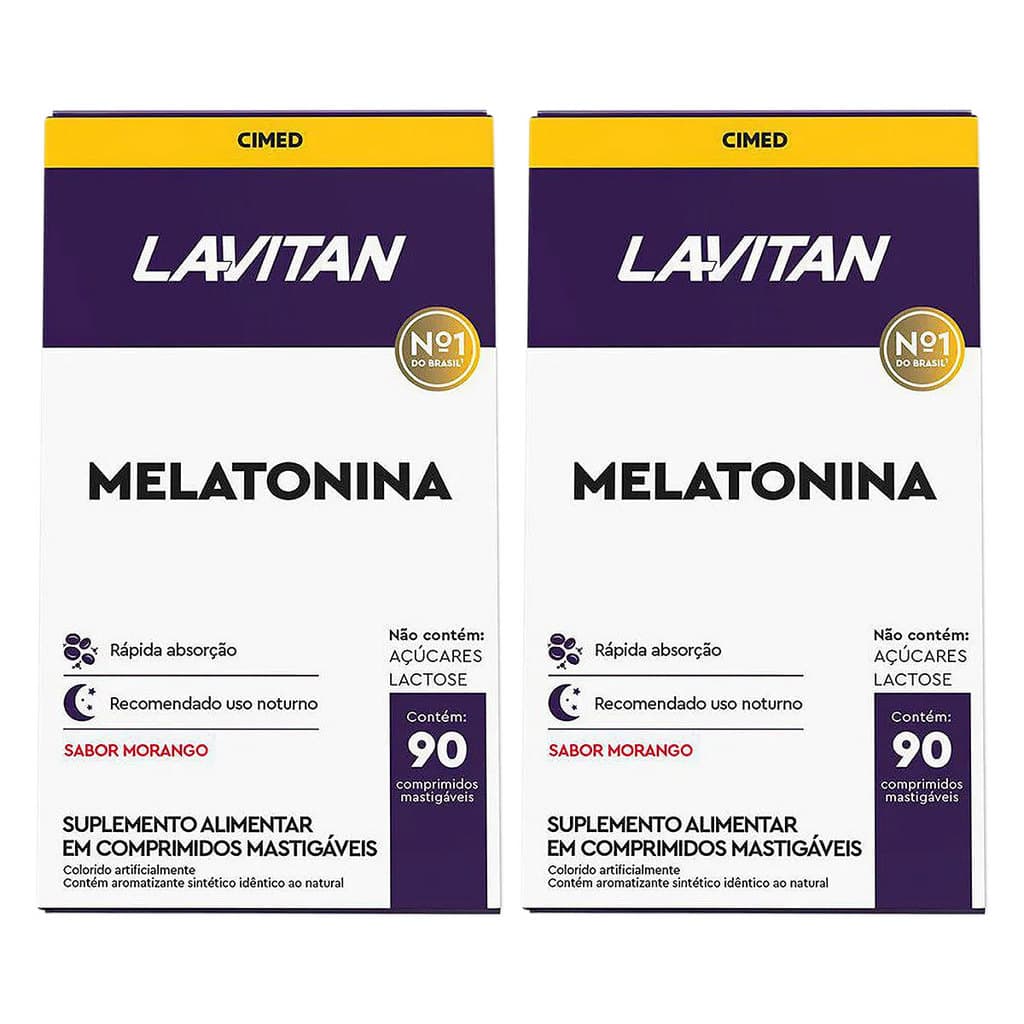 Kit 2x Lavitan Melatonina Sabor Morango com 90 comprimidos