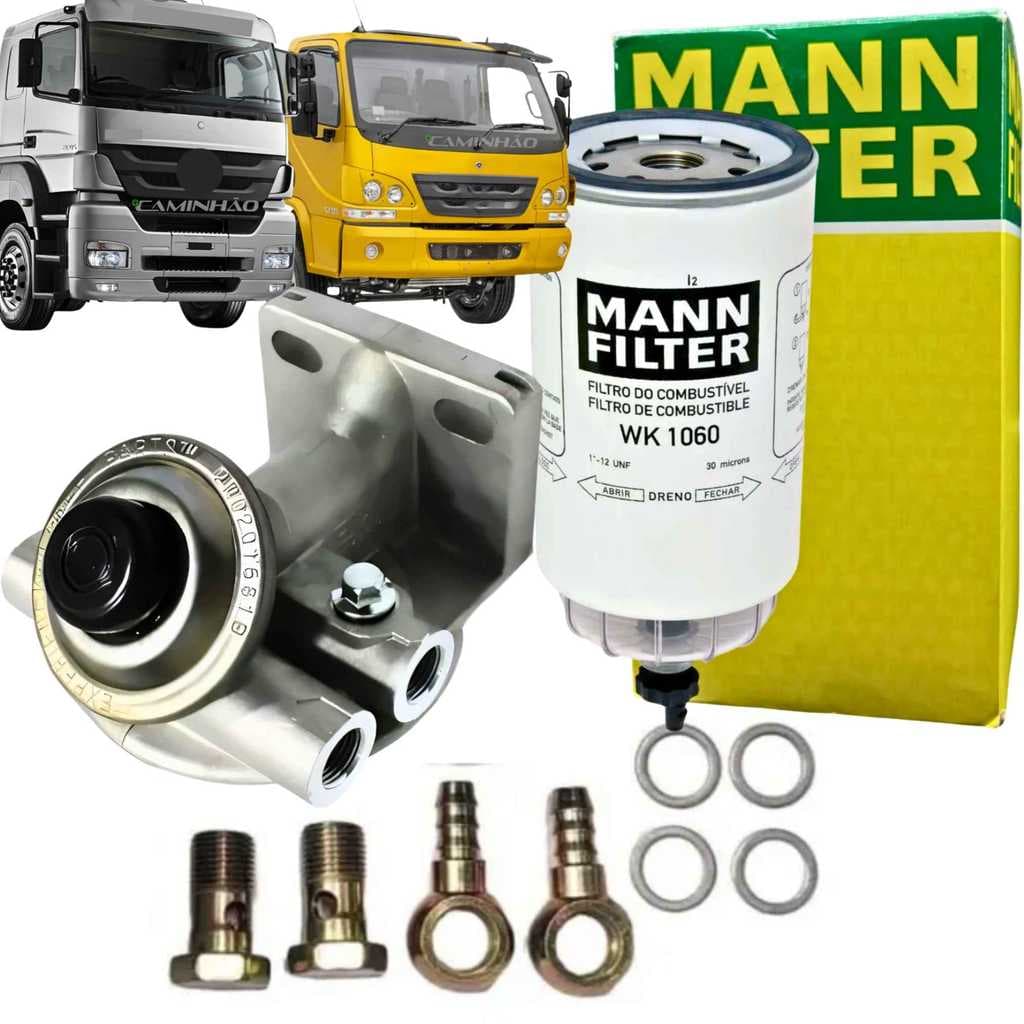 Kit Completo Filtro Racor + Suporte para MB Mercedes-Benz Atego / Axor / Accelo / Universal - WK1060 (Mann KITRACORWK106