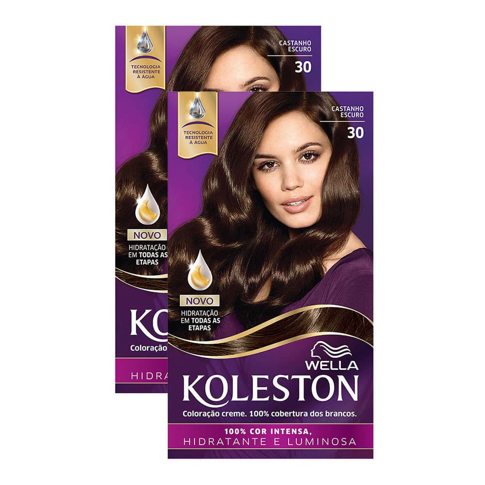 Kit 2 Tinta de Cabelo Koleston Castanho Escuro 30