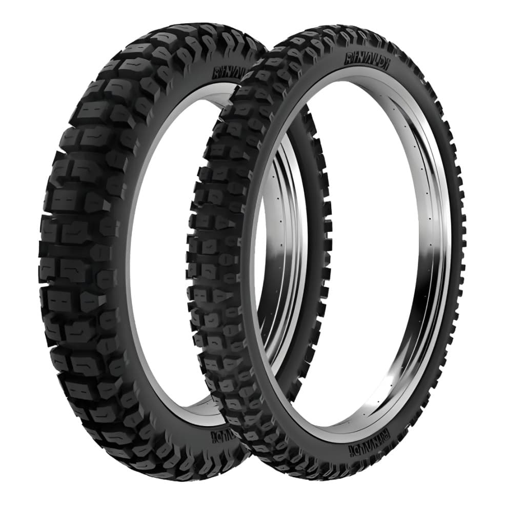 Par Pneu Rinaldi 80/100-18 e 90/90-18 RT36 CG Titan Fan Start Cargo Factor YBR ML uso com câmara