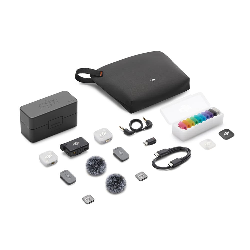 Microfone DJI Mic Mini 2 (2 TX Microfone + 1 RX Receptor + 1 Case de carregamento) BR - DJI143