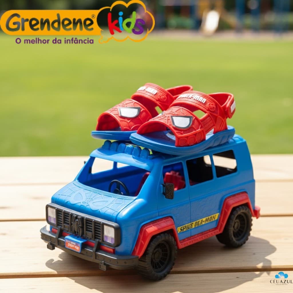 Sandália Grendene Kids Menino Garoto Aranha Furgão Conforto Brinquedo Van