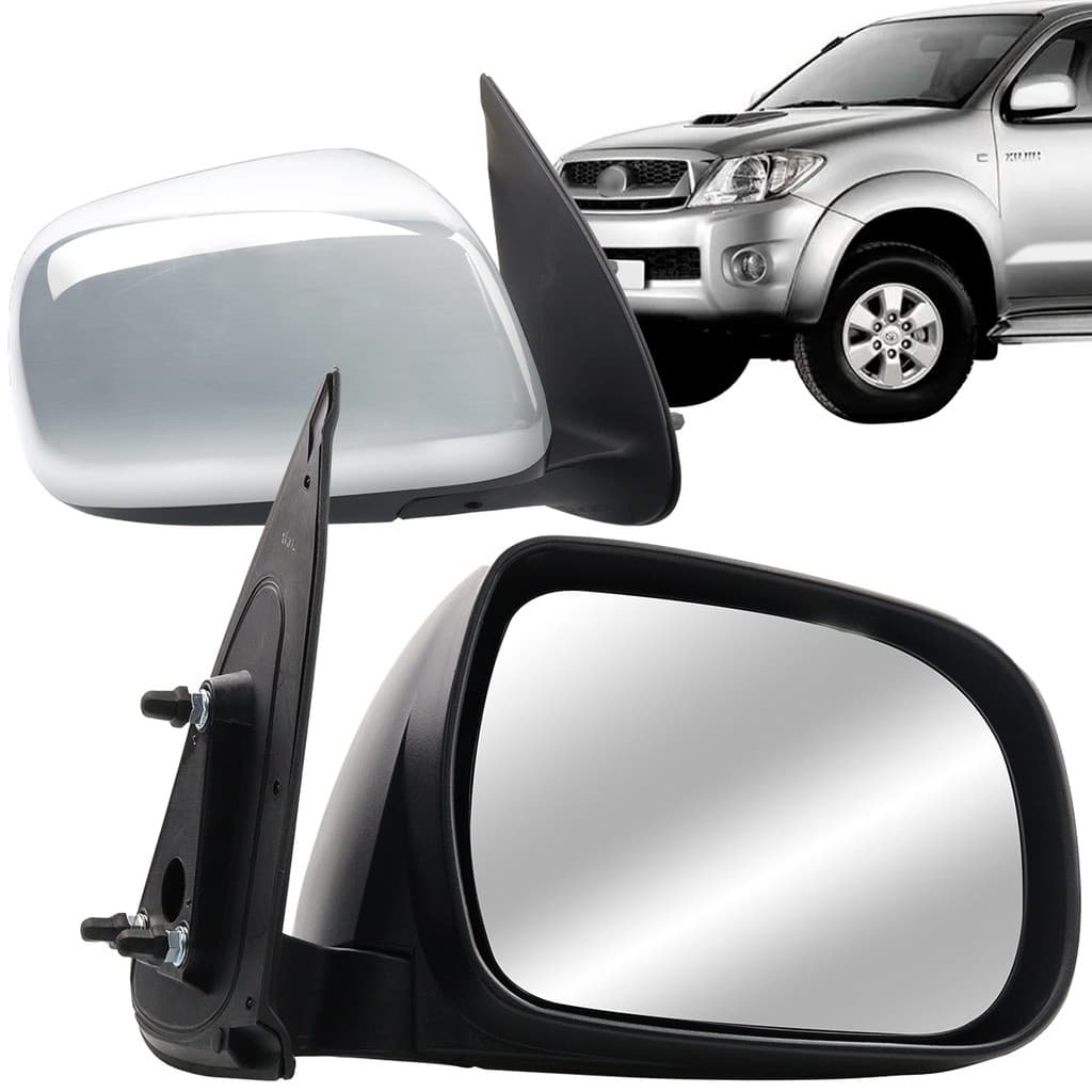 Retrovisor Hilux 2005 2006 2007 2008 2009 2010 2011 Controle Manual Cromado