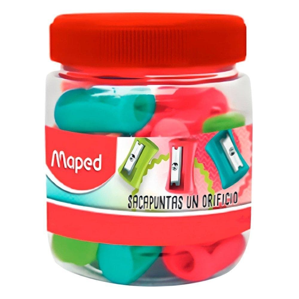 Apontador Maped 1 Furo Cores Vivas Pote - Embalagem com 25 Unidades