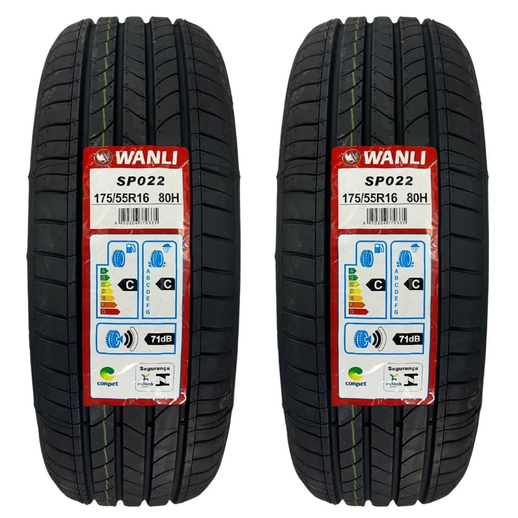 Kit 2 Pneus 175/55R16 Wanli SP022 80H Aro 16 Inmetro DS3 Peugeot 208 Citroën BYD Dolphin Mini