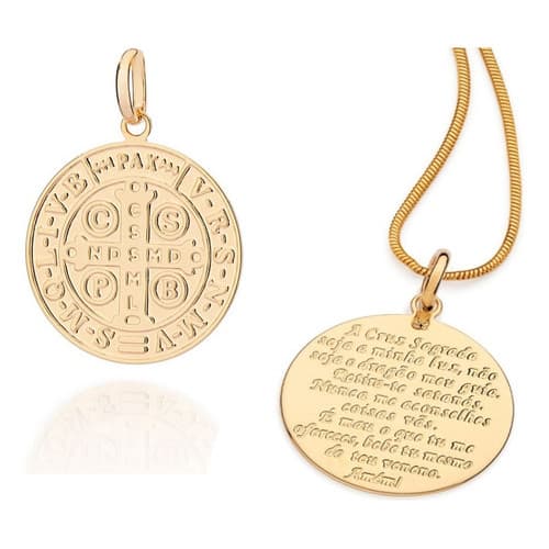 Medalha São Bento Com Oração Rommanel Folheada A Ouro 542860 Cor Dourado