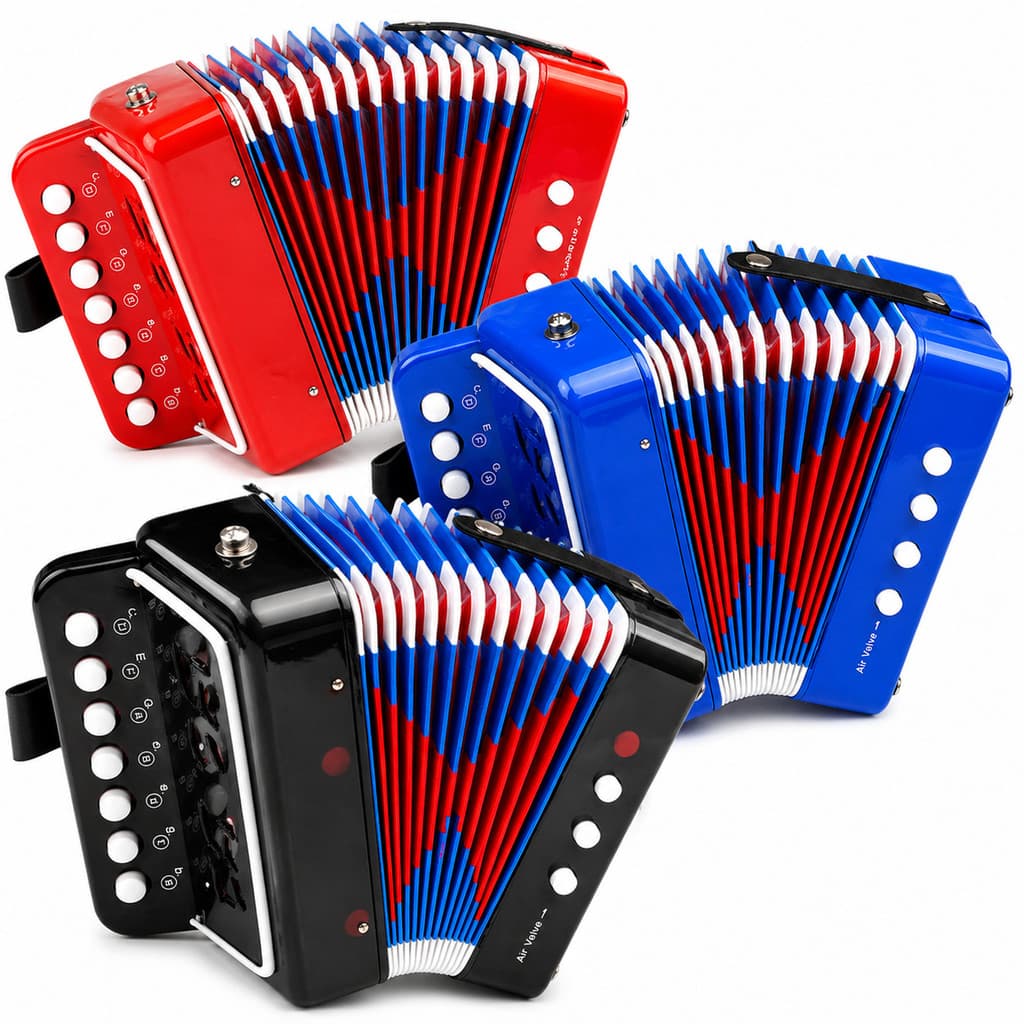 Sanfona Acordeon Miniatura Gaita Botões Teclado Infantil Montessori Instrumento Musical 3 Baixos Kizumba
